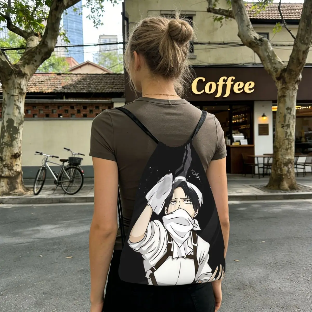 Attack On Titan Manga Erwin Smith Anime Backpacks Multi-function Drawstring Bags Shoes Bag Book Bags for Man Woman Students