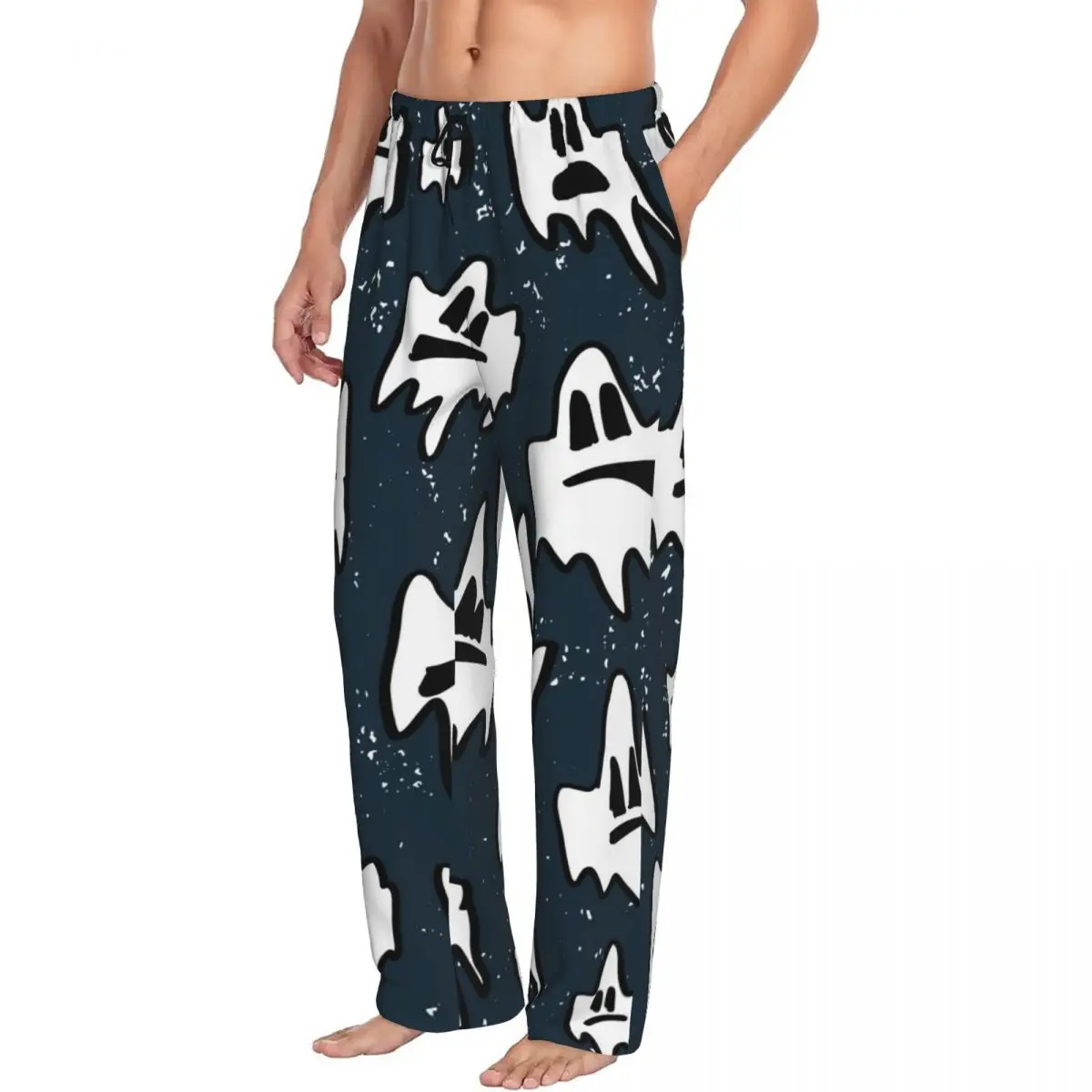 Pantalones de pijama de dibujos animados para hombre, ropa de dormir, fantasma de Halloween