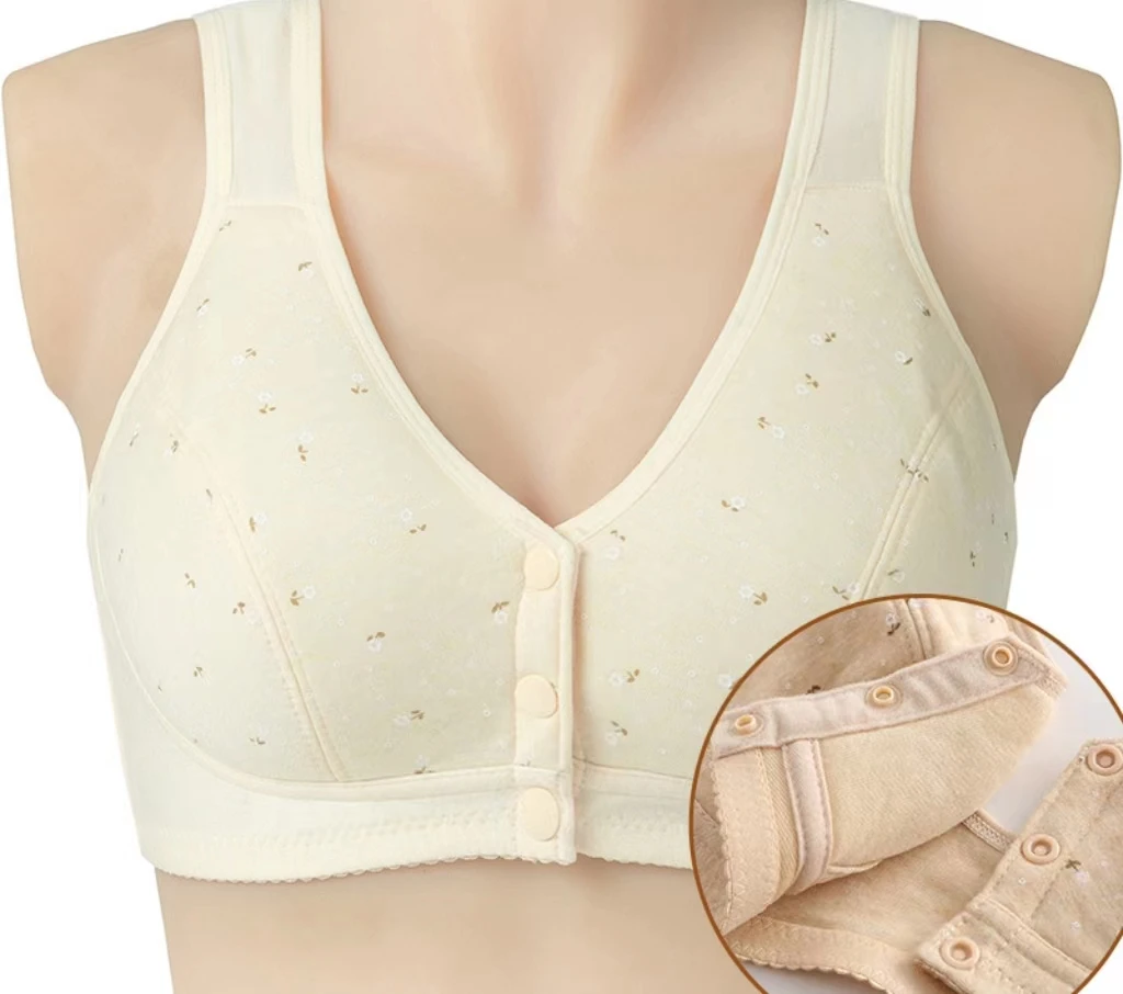 

Nursing Bra Maternity Comfortable Soft Cotton Non-Steel Ring Front Button Bra Non-Steel Ring Vest Front Button Underwear