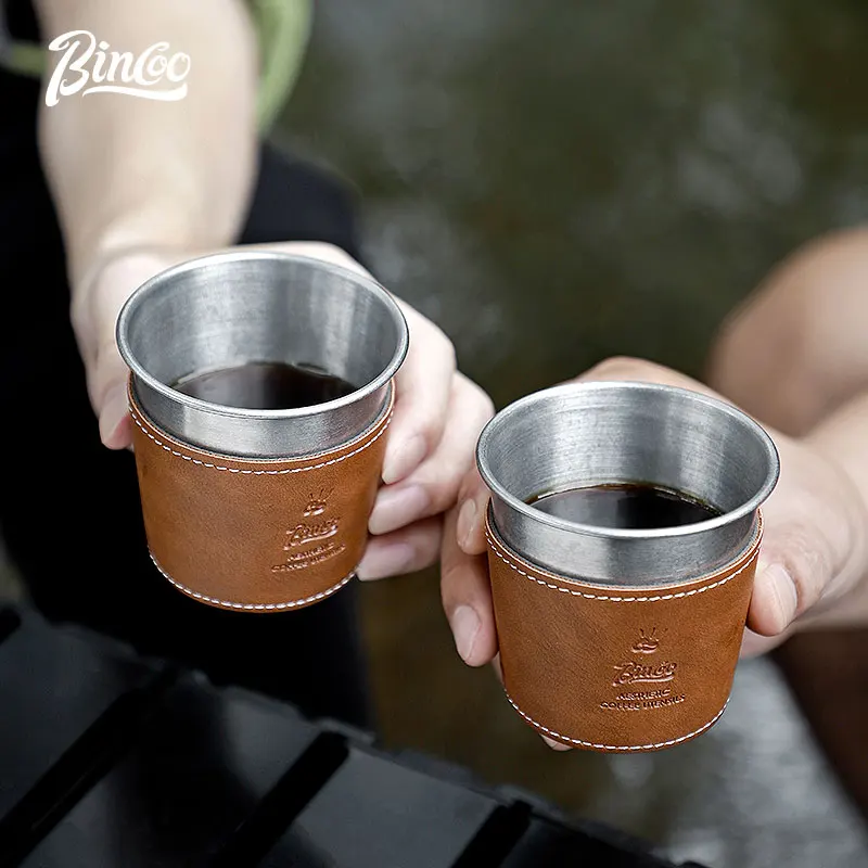 Retro American Stainless Steel Old Coffee Cup Water Cup Cold Drink Cup Outdoor Camping Portable Industrial Style