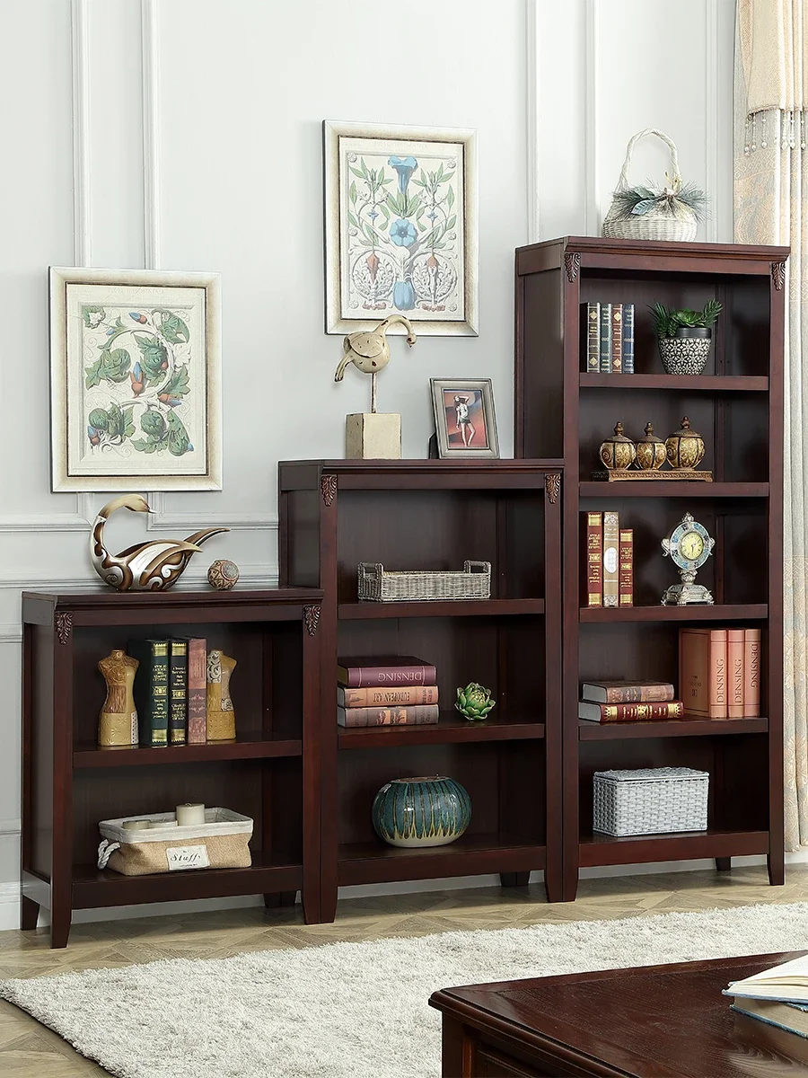 American style bookshelf, solid wood bookshelf, floor standing bookshelf, living room storage cabinet, grid cabinet,side cabinet