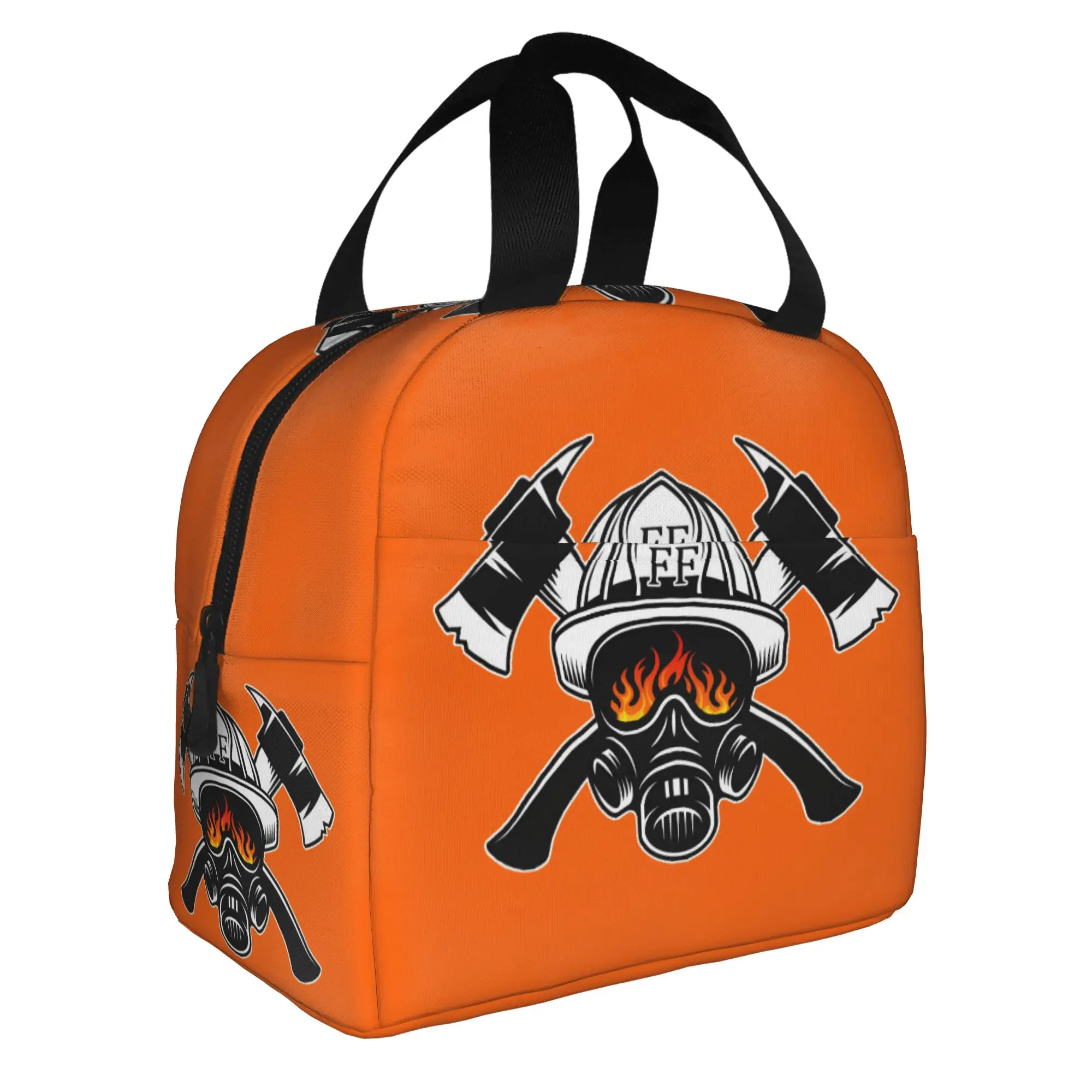 Firefighter Skull Thermal Insulated Lunch Bags Fireman Fire Rescue Portable Lunch Container for Outdoor Picnic Storage Food Box