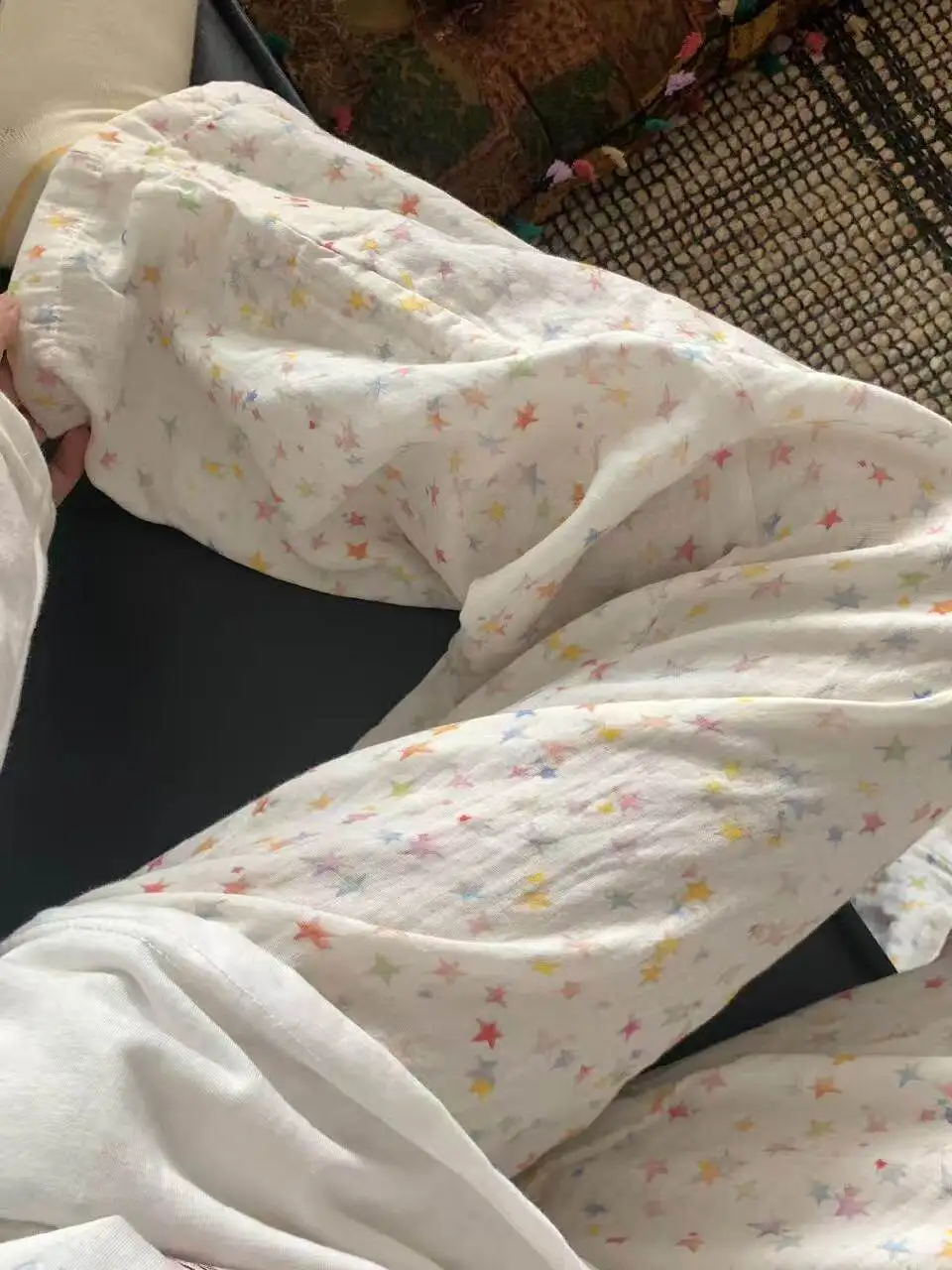 plus Size 300 Pounds Sweet  Star Sleep Pants Women Casual Stroll Pants Lazy Home Clothes Wide Leg Long Pants