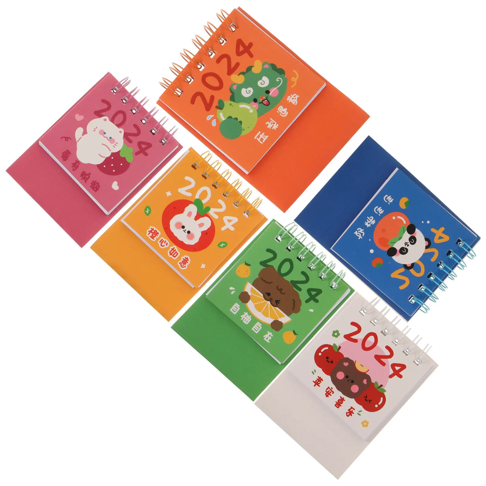 

6 шт. мини-настольных календарей на 2024 год, маленькие ежемесячные настольные украшения для офиса, милые мультяшные подарки, легкий бумажный блокнот