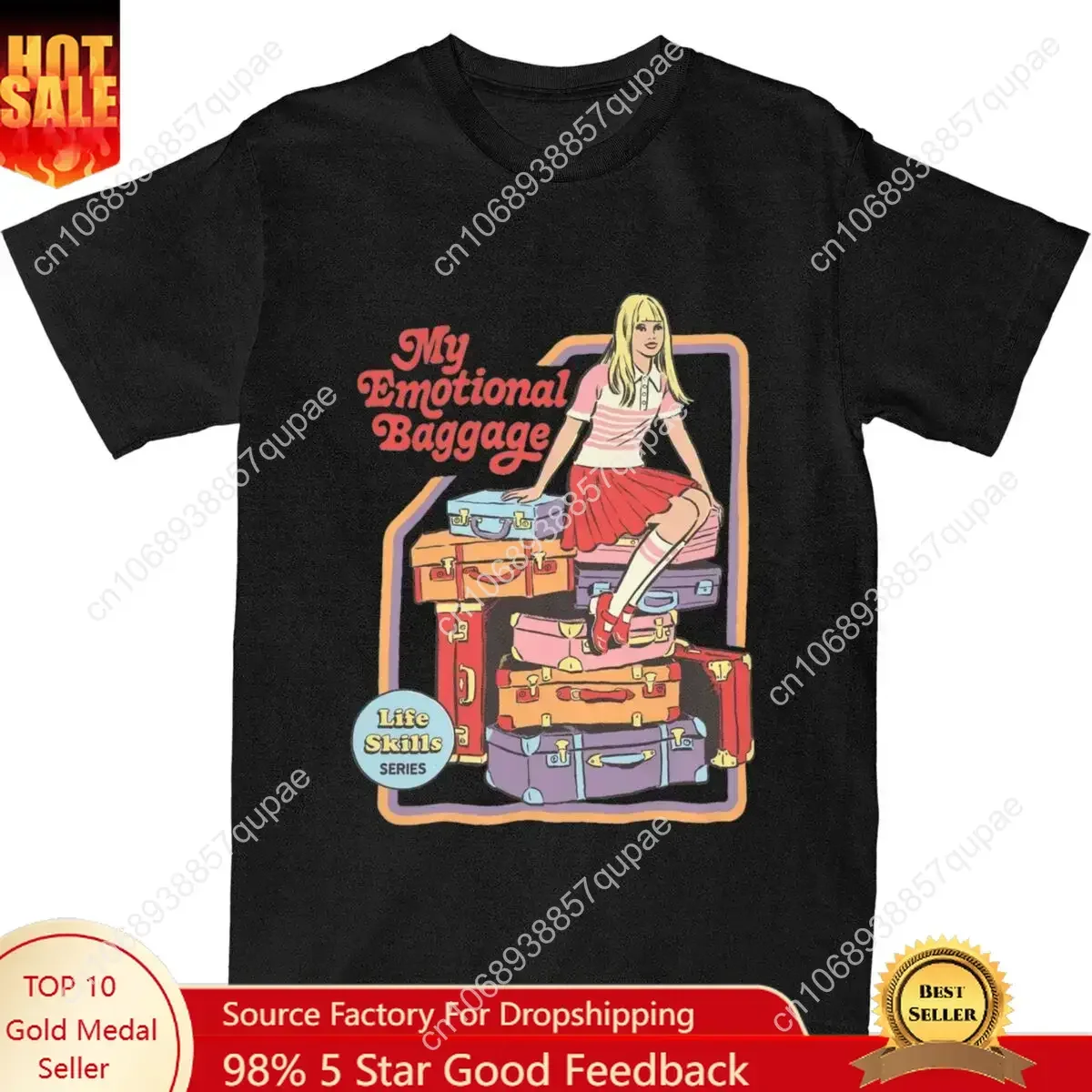 

My Emotional Baggage Anxiety Feelings Men Women's T Shirts Novelty Anxious Art Casual Tee Shirt T-Shirts Cotton Clothes