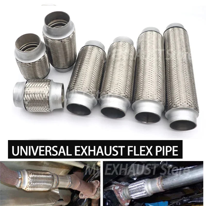 2.0 Inch(51mm) Stainless Steel Exhaust Flex Tube Exhaust Flexible Pipe Hose Tube Flex Coupler With Interlock/Length Silencer