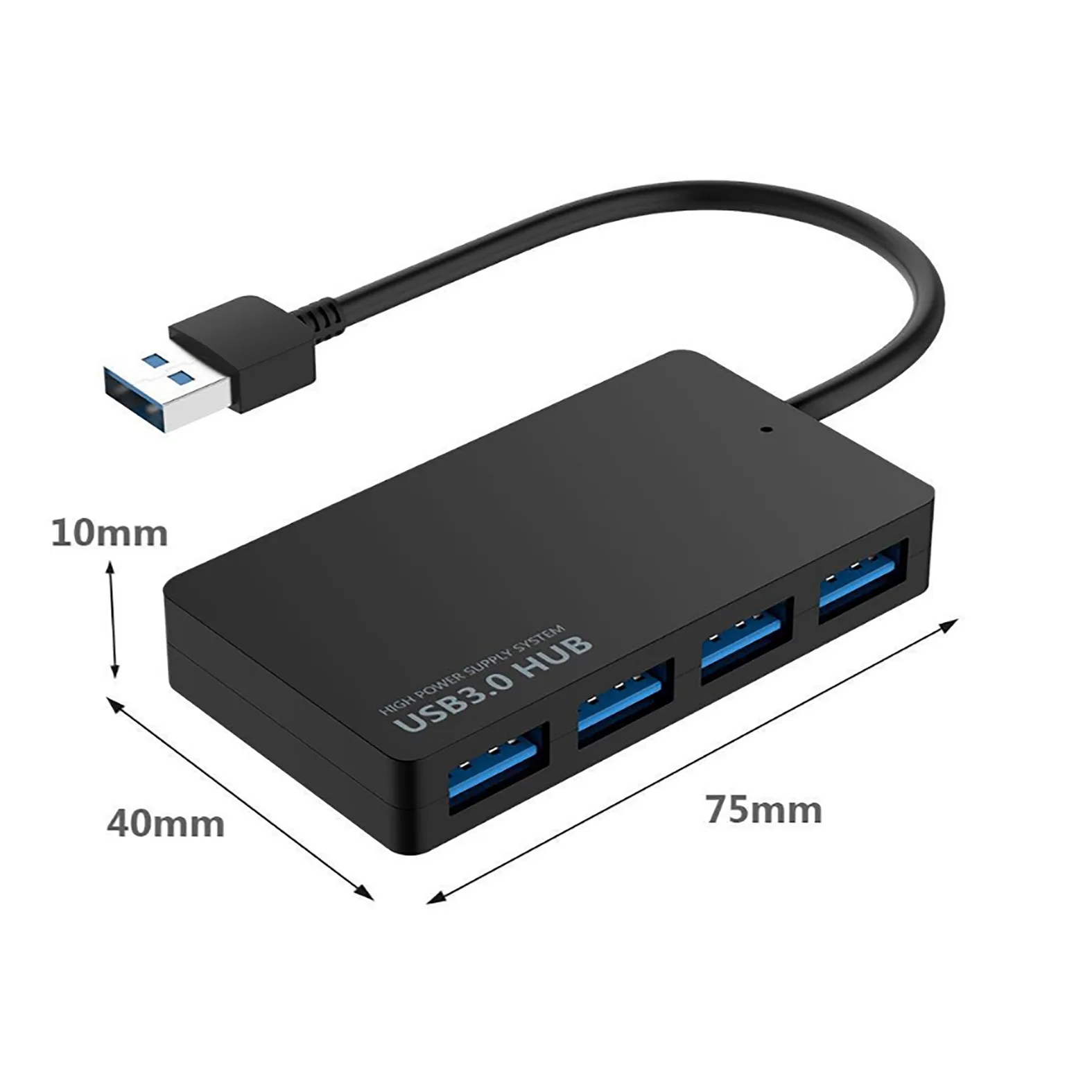Ultraflacher 4-Port USB 3.0 Hub, Hochgeschwindigkeits-Splitter Eins-zu-Vier für Laptop PC, Stromversorgter USB-Erweiterer – Detail 1