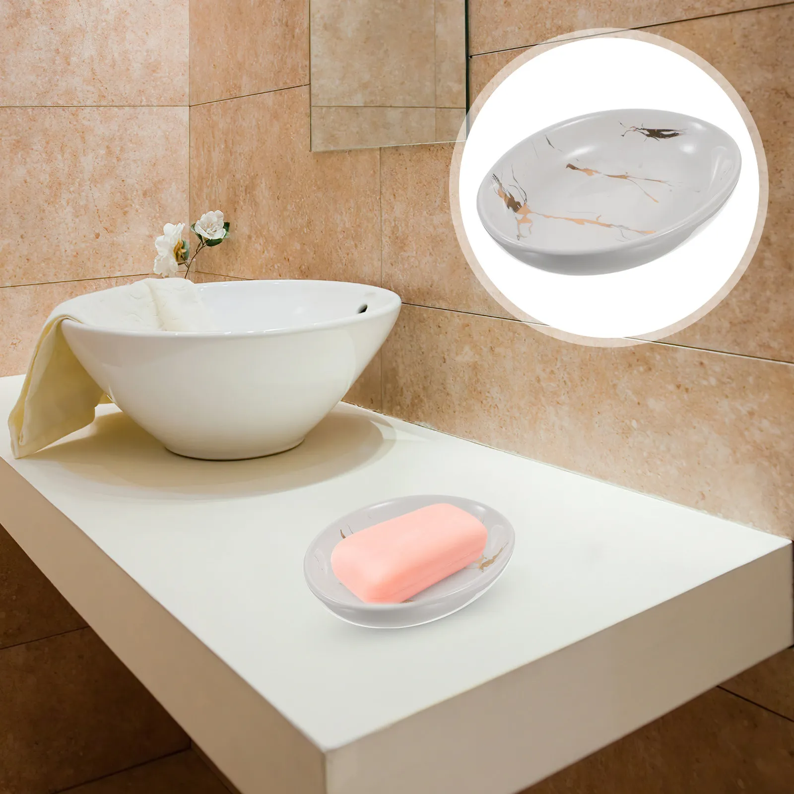 

Ceramic Soap Tray Premium Sturdy Simple Design Keeps Bar Soap Dry Clean Long-Lasting Use in Bathroom Shower Tub Sink Desktop