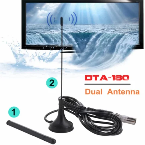 Imagen 2 del producto Antena de TV Digital para interiores, antena Dual HDTV DTA-180 de 50 millas para antena Fox ATSC ISDB, amplificador de antenas interiores de TV