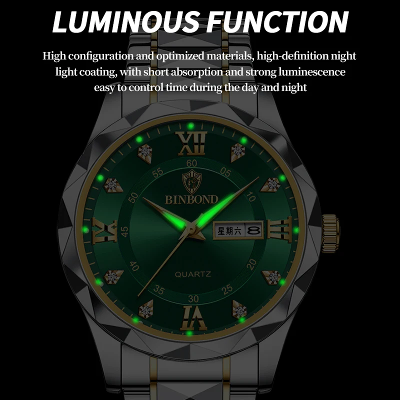 BINBOND Top Brand Luxury Fashion Watch Men Waterproof Week Date Clock Sport Watch Men Quartz Wristwatch Relogio Masculino B2521