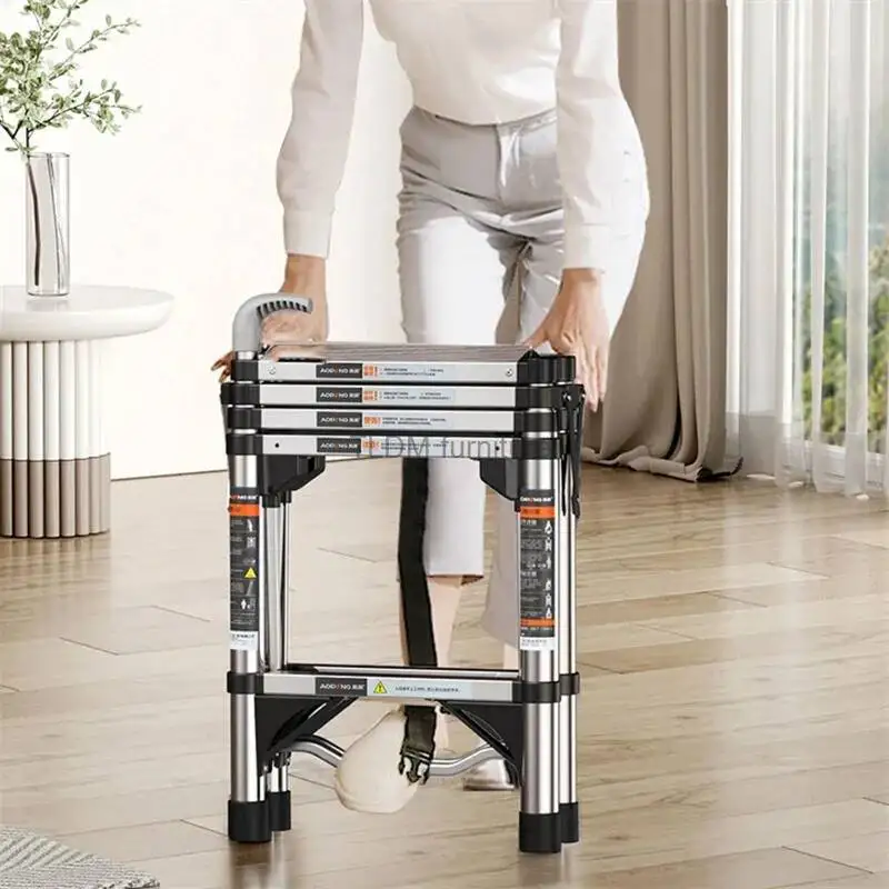 Stairs Multi-functional Telescopic Household Folding Aluminum Ladder Indoor Portable Herringbone Ladder Lift Shrinkage Staircase