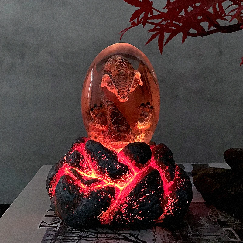 Lava Dragon Egg Fire-Breathing Magic Luminous Resin Home Decoration Props Study Desktop Art Ornaments