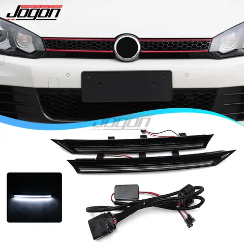 폭스 바겐 폭스 바겐 골프 6 MK6 GTI 그릴 라이트 레이싱 그릴 램프 2009-2012 전면 그릴 라이트 범퍼 램프 DRL 데이 러닝 라이트