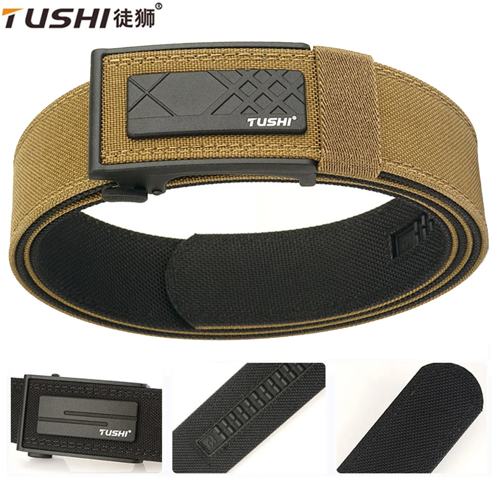 TUSHI New Hard Tactical EDC Belt for Men Concealed Carry Military Belt Men Waist Belt Thick Nylon Hunting IPSC Acessories Male