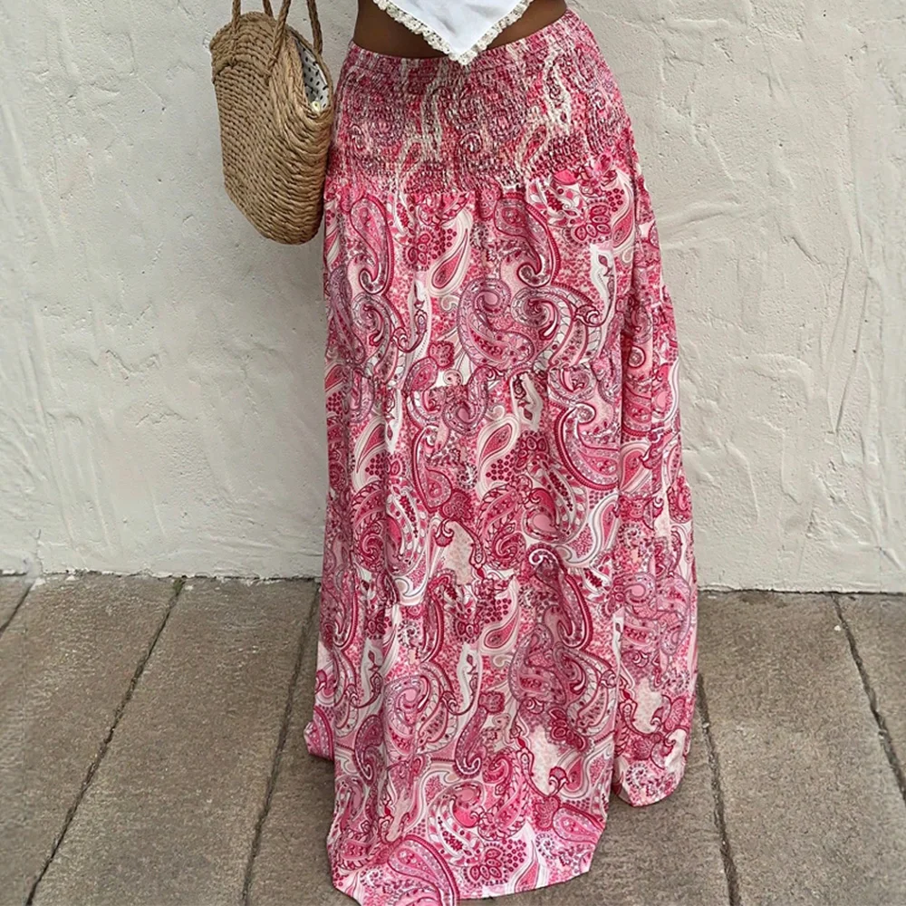 

Mia Muse Skirts Summer Elegant Fashion Korean Retro Vintage Natural Waist A-Line Maxi Business Skirts For Women