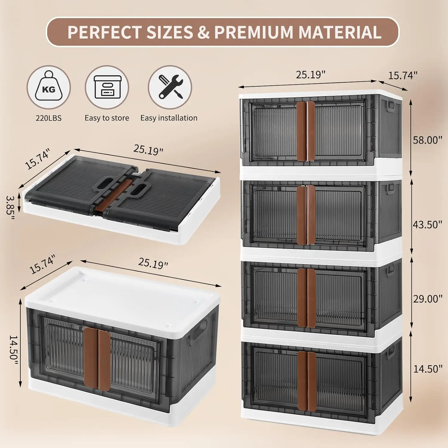 Closet Organizers and Storage - Storage Bins with Lids & Wheels 19 Gal, Collapsible Stackable Storage Bins, Trunk Organizer Fold