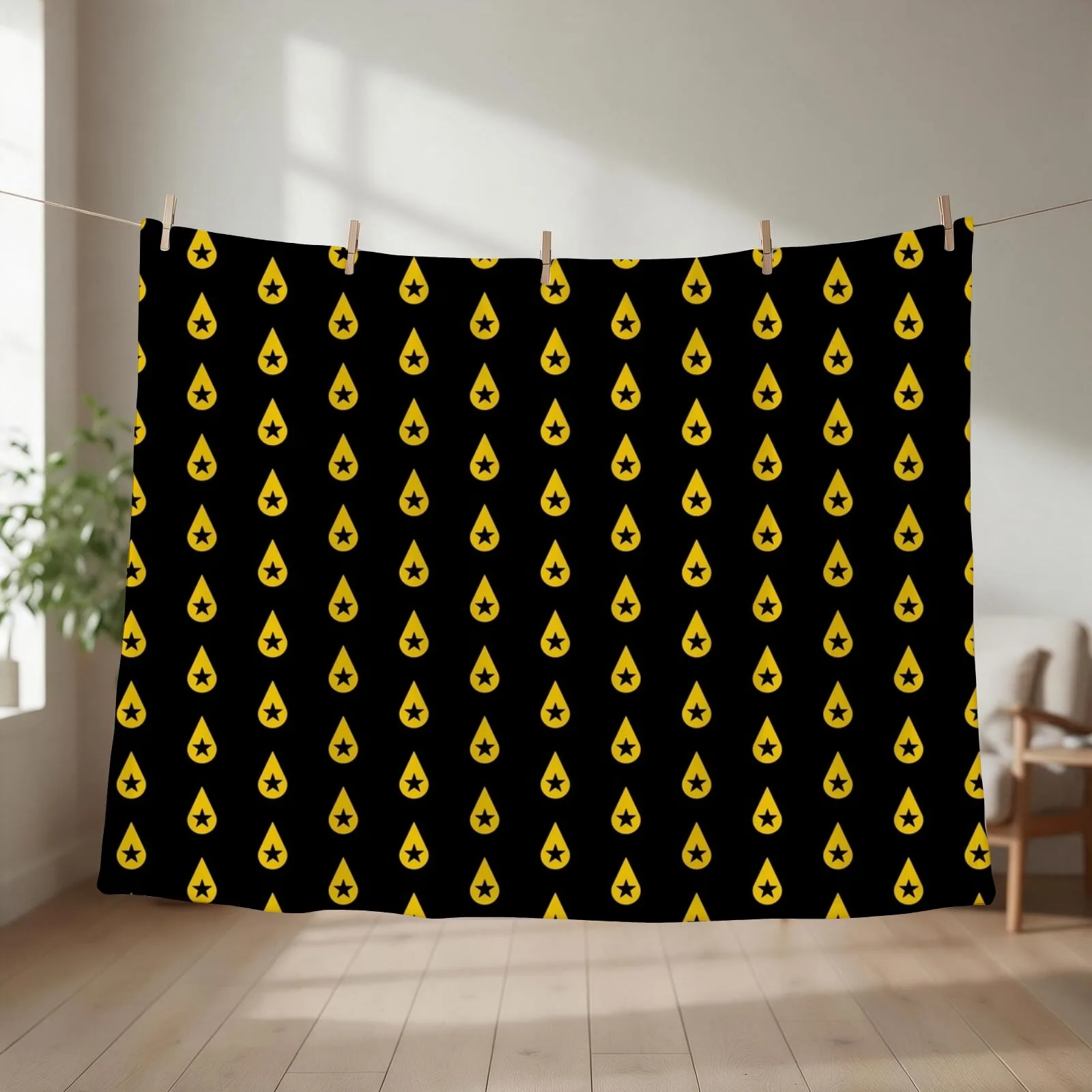 Found Heaven Black Star Throw Blanket couch cozy soft plush fuzzy picnic outdoor blanket