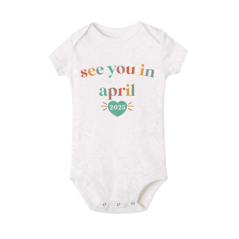 See You in January 2025 Baby Announcement Romper Newborn Short Sleeve Bodysuit Infant Summer Jumpsuit Toddler Clothes Outfits