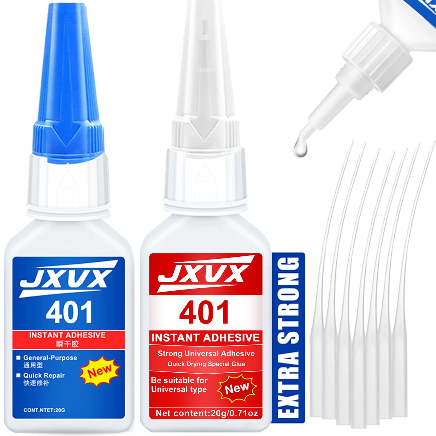 JXVX 401 Superkleber Hochfester, schnell trocknender Sofortkleber Cyanacrylat Sofortkleber für Leder, Gummi, Holz und Metall Starker Klebstoff Flüssiges Klebemittel Wasserfest Schnell trocknend.