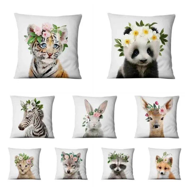 Animal Flower Headbands Collection Double-sided Printed pillow cover Short plush Suitable living rooms sofas throw cushion cover