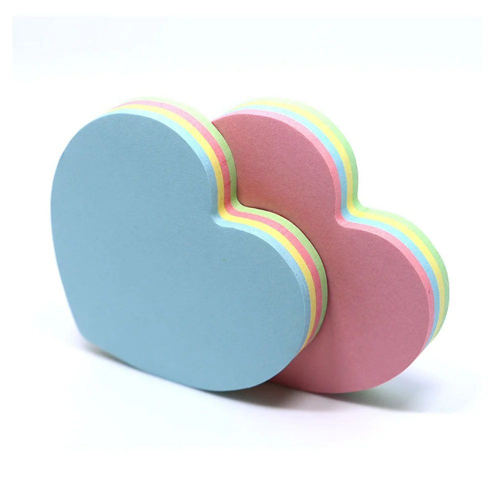 2pcs Heart-shaped Posted Self-Adhesive Paper Notes Facilitated Stickers Notepads (Random Color) 3 x 3