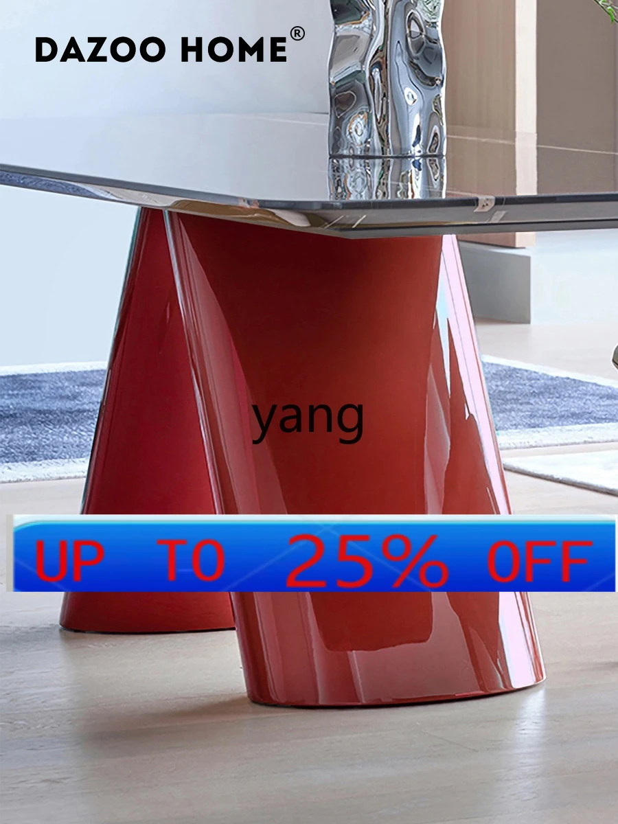 

CX minimalist modern creative natural marble dining table white luxury stone Bulgari red