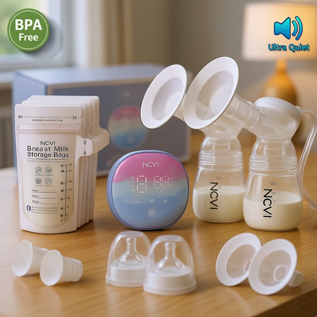 Electric Breast Pump NCVI 8122 Double Electric Breast Pump Hospital Grade 280mmHg Suction 4 Modes 9 Levels Multi Flanges USB Charge for Travel Office