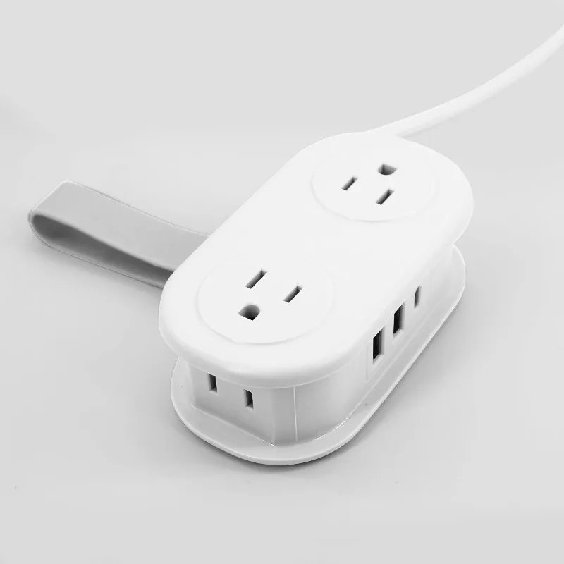 2026 Portable Travel Power Strip Multi Socket With 2 USB A Type C Port Mini Pocket Extension Cord