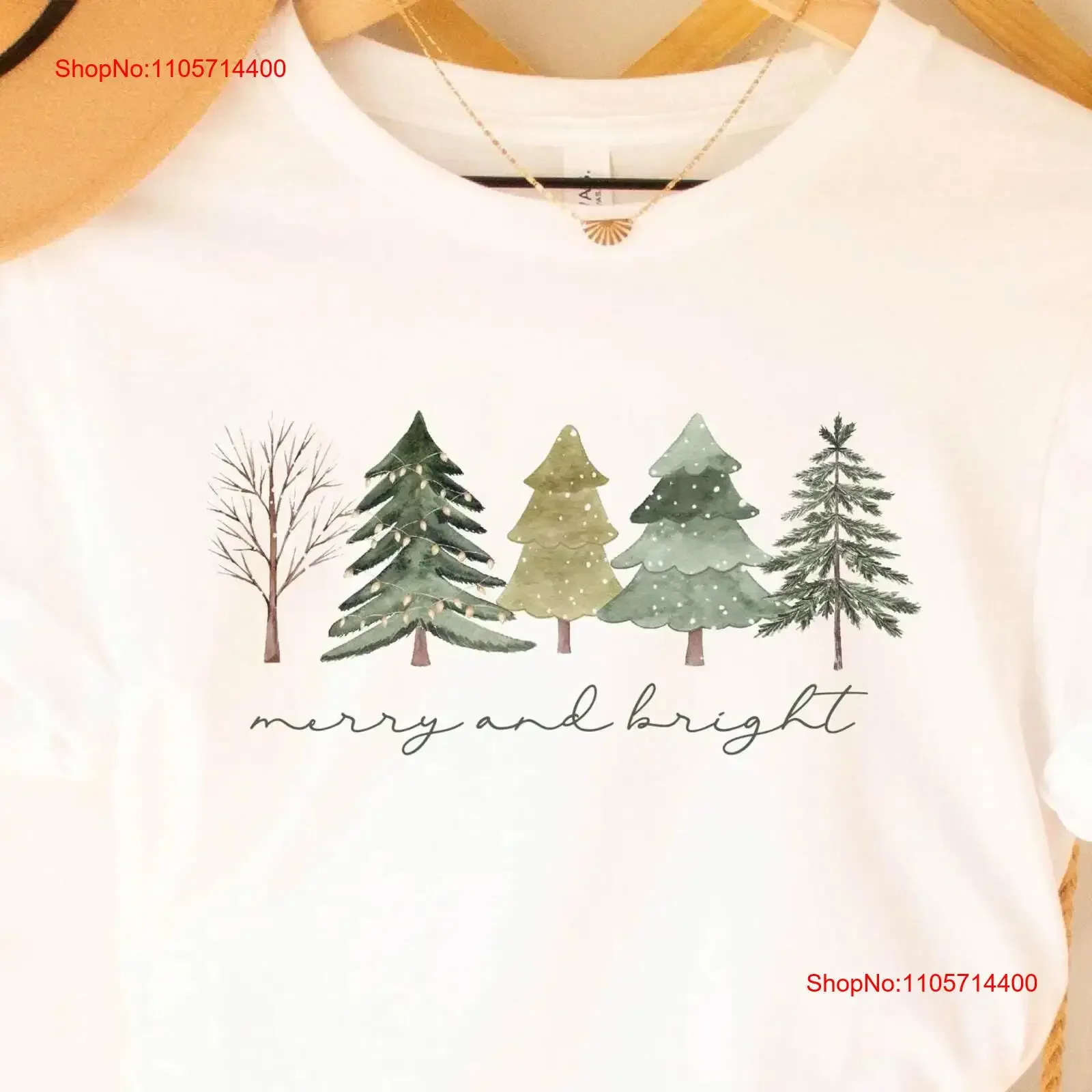 Merry and Bright Christmas T Shirt Tree for Women Holiday Cute Winter vintage Washed Breathable Unisex homme Versatile
