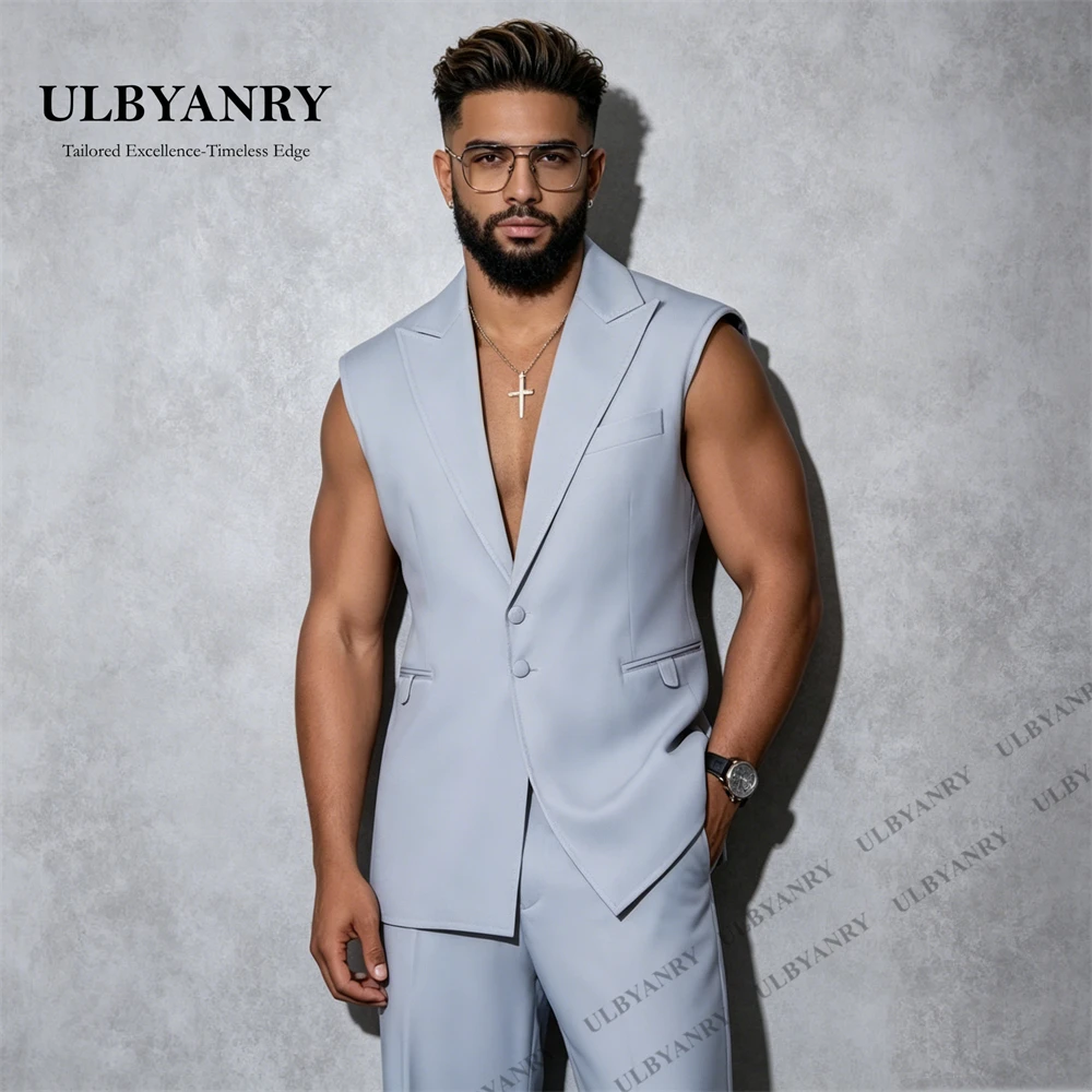 

ULBYANRY Summer Waistcoat Pants Set, Single Breasted Notched Lapel Vest with Matching Pants Tailored Gathering Dinner Party Wear