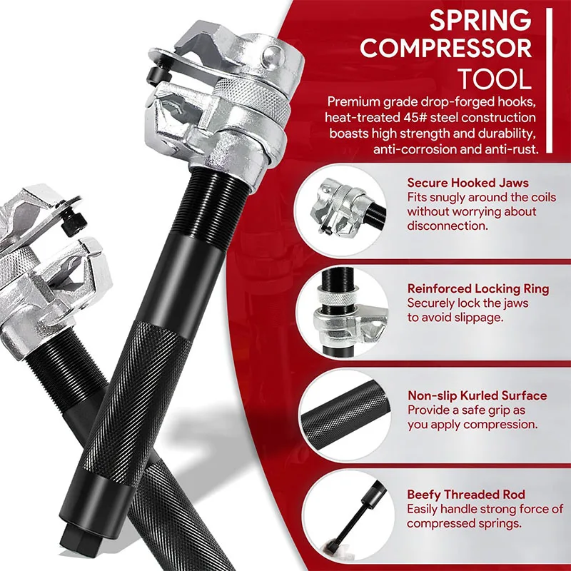 Upgrade Coil Spring Compressor Tool Automotive, Heavy Duty Macpherson Strut Spring Shock Absorber Compressor Set,Max Load.2645LB