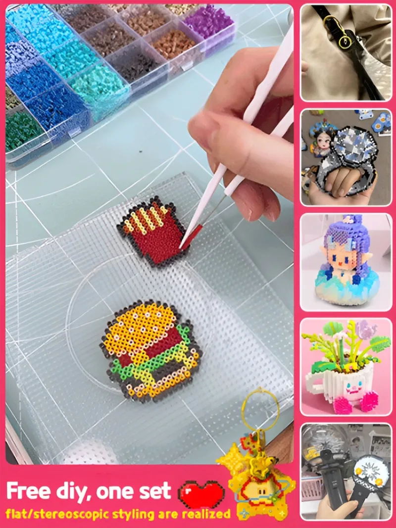 Kit completo de artesanato de contas Perler DIY 3D intertravando contas Perler brinquedo educativo para crianças