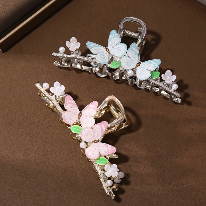 

2Pcs/Set Cute Butterfly Hair Clips Elegant Large Shark Clips for Women Summer Hair Accessories