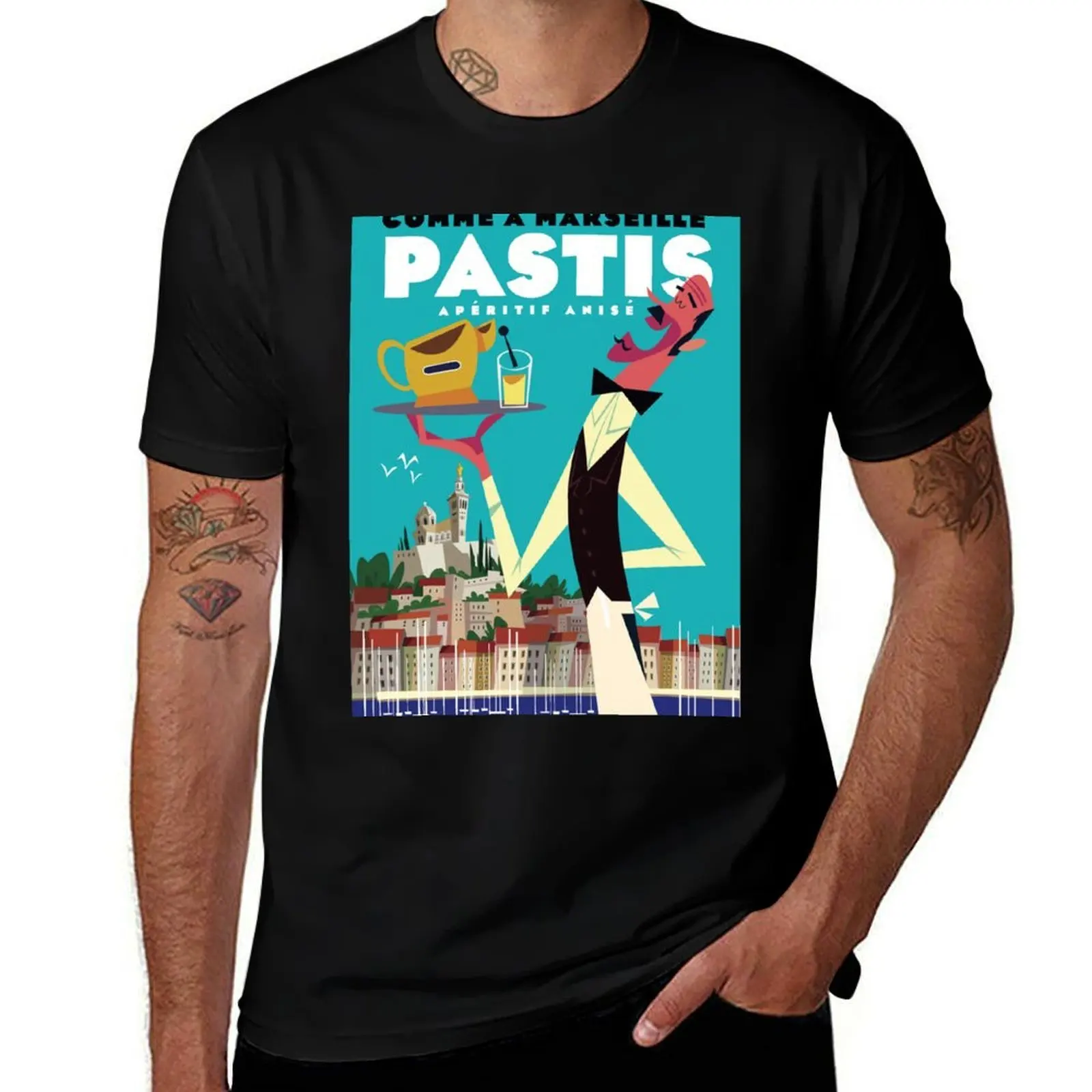 Pastis poster T-Shirt Big Size Crew Neck T-Shirt
