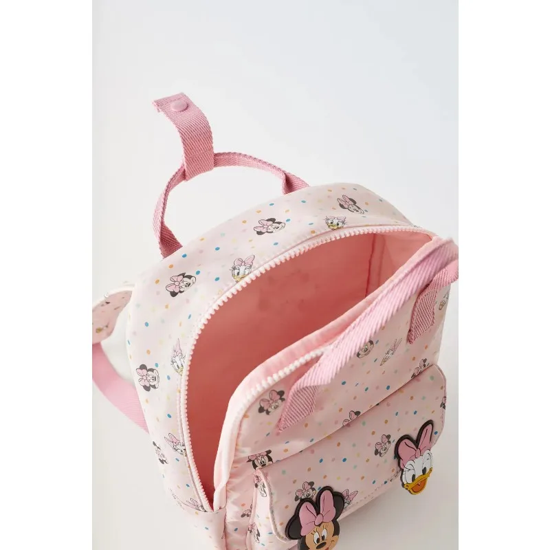 Disney-Mini mochila escolar de dibujos animados de Minnie para niños y niñas, bolso de hombro bonito de alta capacidad, viaje práctico, novedad de