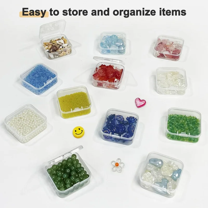 Transparente Perlenaufbewahrungsbox in verschiedenen Größen – 15, 20 oder 45 Fächer (flexible Auswahl) – Klappbarer, staubdichter Deckel – Mini-Organizer – Detail 2