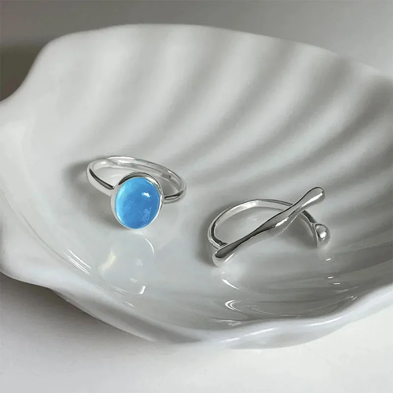 Women's Irregular Moonstone Ring, 925 Sterling Silver Gift