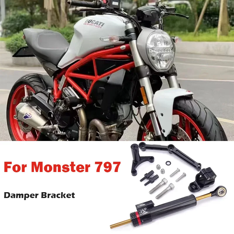 

New Motorcycle Steering Damper For Ducati Monster 797 MONSTER 797 2017-2020 Steering Damper Stabilizer Bracket Kit 2018 2019