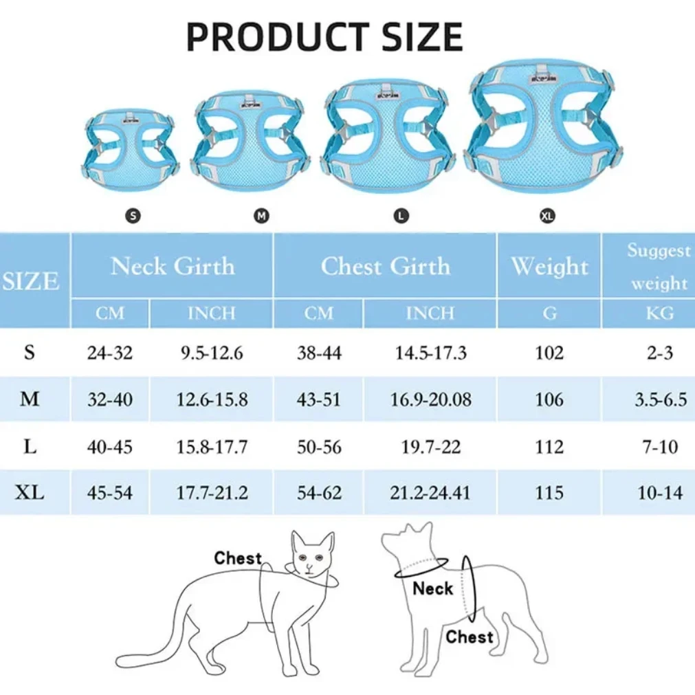 Dog Harness Leash Set For Small Medium Dog Cat Chest Strap Reflective Dog Clothes Vest Set Chihuahua Outdoor Walking Pet Supplie_voghion.com
