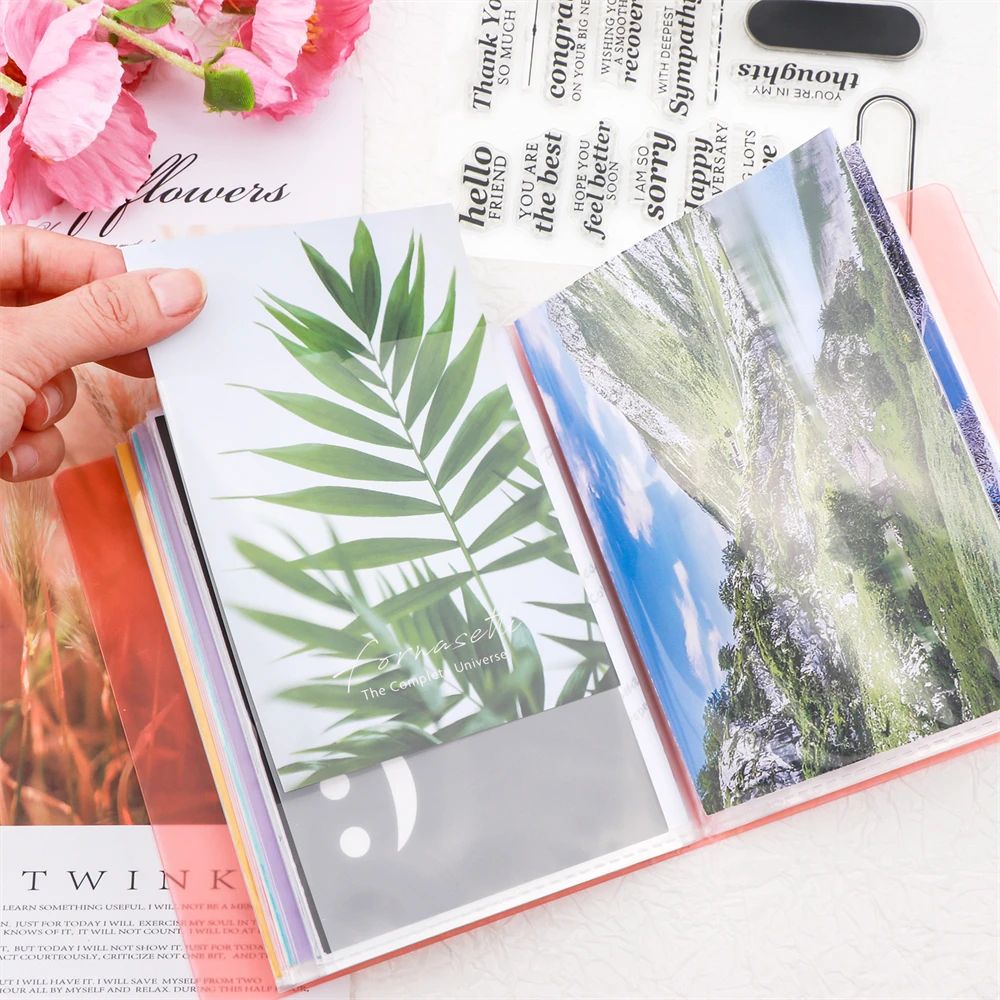 A6 Sizes Clear Sticker Photo Storage Album with 40 Pages Booklet Book For Stamps&Cutting Dies Storage Book Organizer Folder Bags