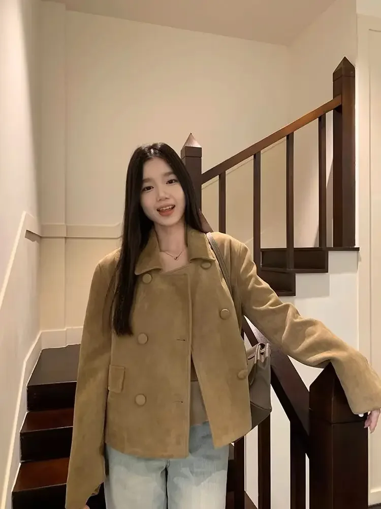 

Осенние женские куртки, однотонные, шикарные, красные, мягкие, женские, винтажные, с воротником-стойкой, градиентный стиль, легкие, с подкладкой, цветные, качественные, Ins