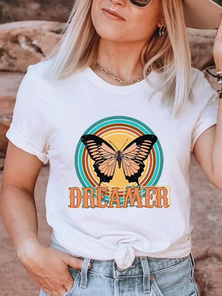 

Butterfly Lovely Sweet Cute Clothing Summer Short Sleeve Tee T Female Casual Graphic T-shirts Fashion Printed Women Clothes