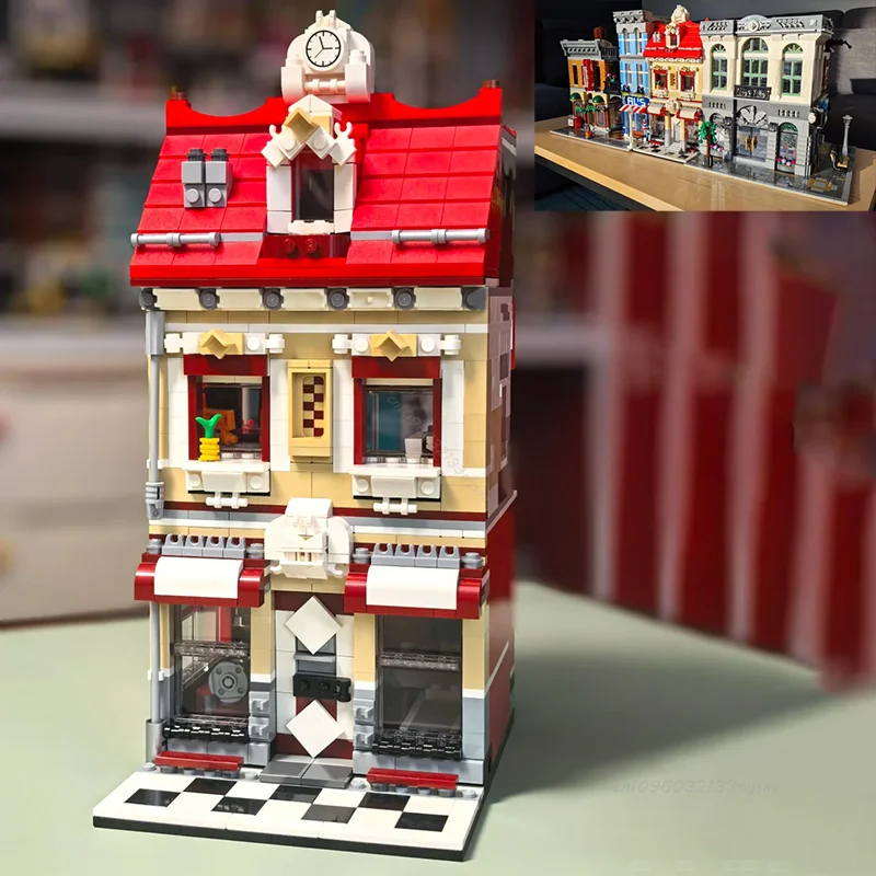 

Новая серия MOC City Street Scene, комната Санты, здания, блоки, модель, совместимая 102, рождественские детские кирпичи, игрушки, костюм, подарок