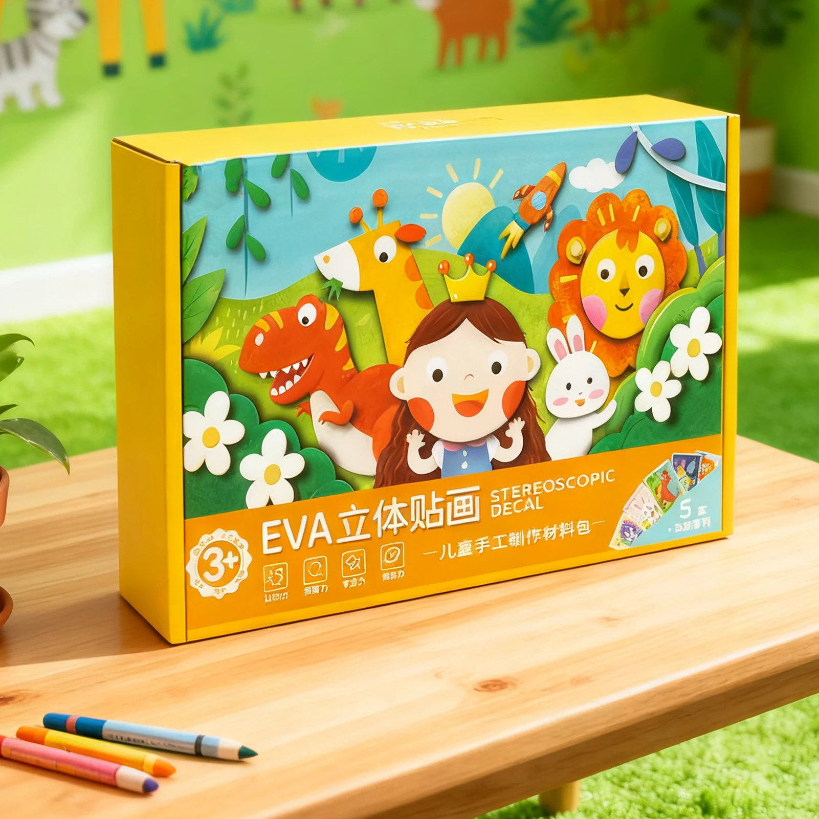 3D 동물 폼 스티커 재미있는 12개 조각 교육용 게임 어린이용 폼 퍼즐 데스크탑 크리스마스 아트 프로젝트 학교 가정 파티용