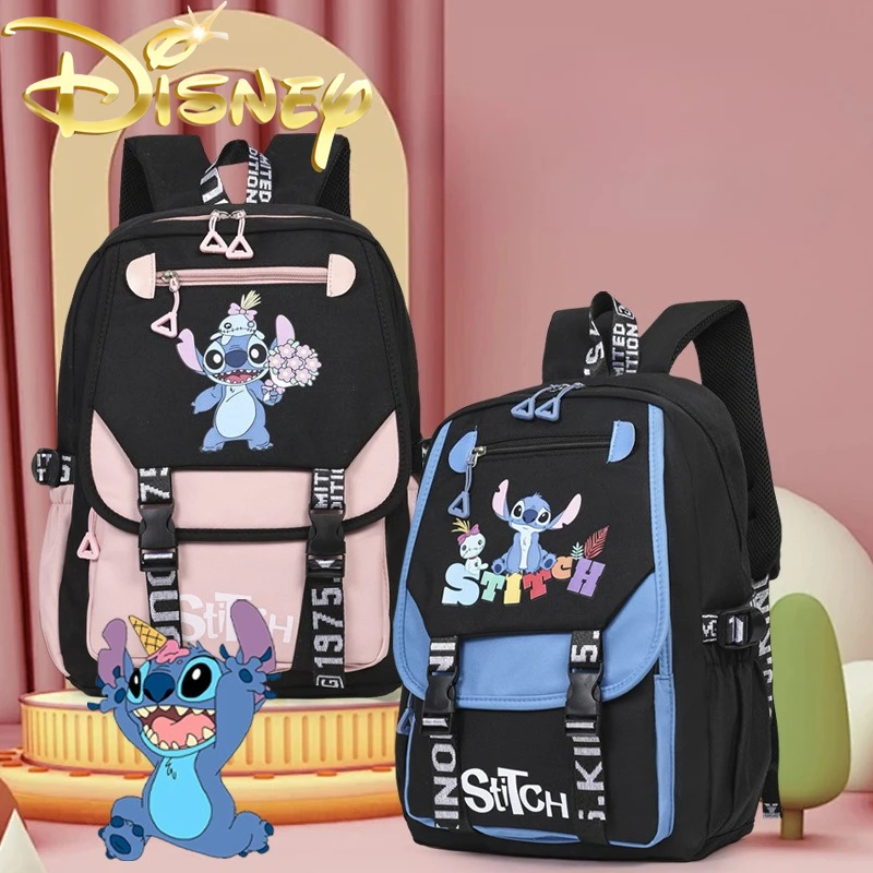 

Disney Stitch New Fashion Schoolbag Cartoon Cute Student Schoolbag Large Capacity Student Backpack Travel Fashion High Quality