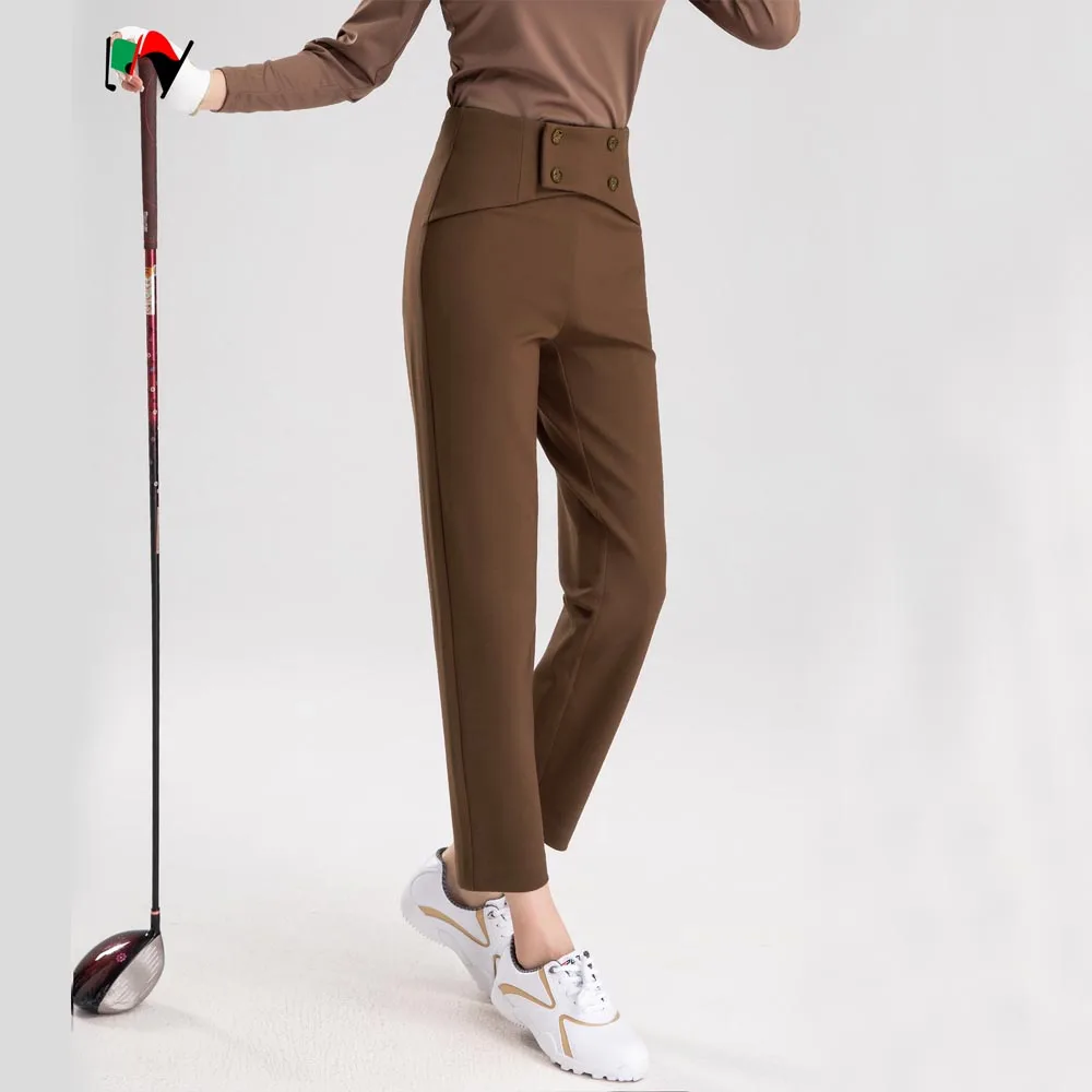 بلدي جولف المرأة السراويل الطويلة الخريف والشتاء الراقية تسع نقاط السراويل مرونة Sweatpants عالية الخصر الترفيه بنطال رياضي