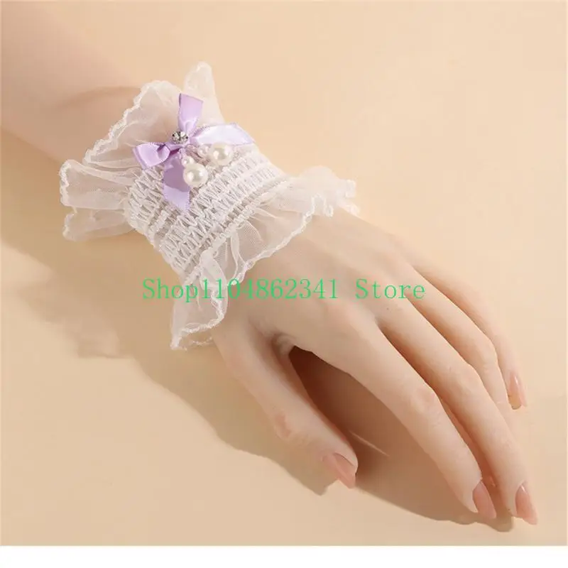 

652F Fashionable Elastic Wrist Sleeves Lace Detailing Practical Design Women’s Armwear