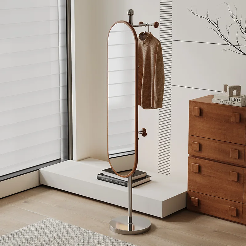 Floor-to-ceiling rotating full-length mirror coat rack integrated hanger bedroom