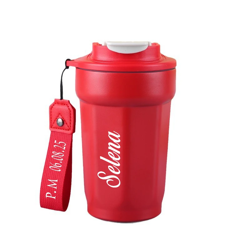 

Персонализированная вакуумная чашка для кофе из нержавеющей стали с откидной крышкой для отдыха на открытом воздухе, креативный подарок невесты, чашка для воды для мужчин и женщин