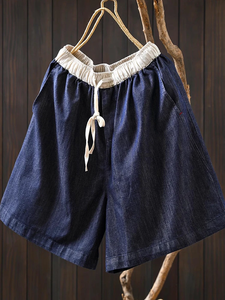 

Women Casual Denim Shorts New Arrival 2025 Summer Simple Style Solid Color Loose Comfortable Female Short Pants M1338